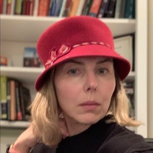 A beautiful wool bucket hat in cherry